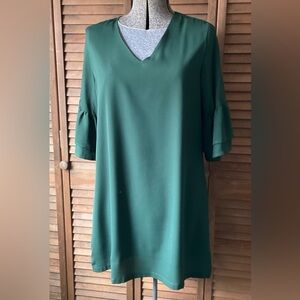 Belongsci Classic V - Neck Bell Sleeve Mini Shift Dress